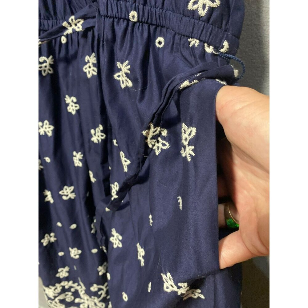 Lane Bryant Women's Navy Blue Embroidered Dress Size 22 Cap Sleeve Floral Pocket - Picture 8 of 8
